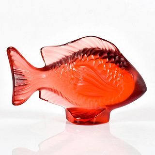Lalique Crystal Figurine, Damsel Fish, Red