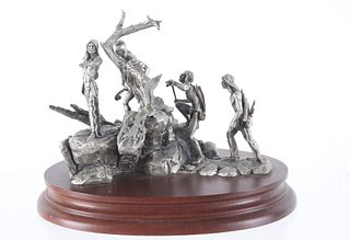 "The Pequot War" Pewter Sculpture By Don Polland