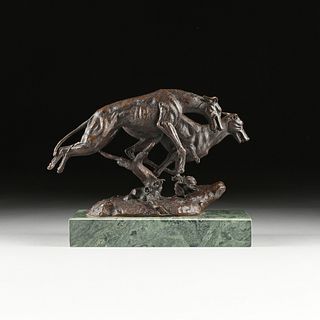 NEIL CAMPBELL (American b. 1958) A SCULPTURE, "Racing Greyhounds,"