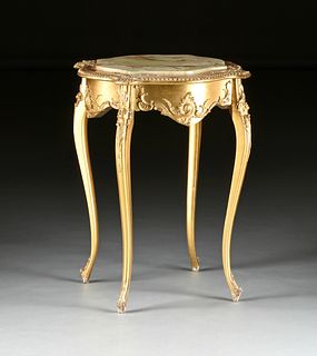 A LOUIS XV STYLE ONYX TOPPED GILTWOOD LAMP TABLE, LATE 19TH/EARLY 20TH CENTURY,