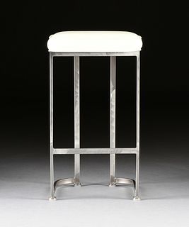 A SHAVER-HOWARD STEEL AND LEATHERETTE BAR STOOL, MID 20TH CENTURY,