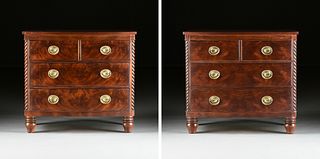 A PAIR OF HENREDON FLAME MAHOGANY BEDSIDE CHESTS, SIGNED, LATE 20TH CENTURY,