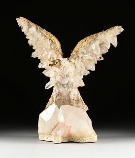 after JACQUES DUVAL-BRASSEUR (French b. 1934) A LAPIDARY ART SCULPTURE, "Quartz Crystal Encrusted
