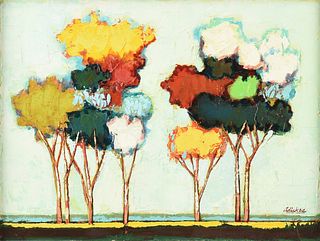 DAVID ADICKES (American/Texas b. 1927) A PAINTING, "Spring Trees," 1980,