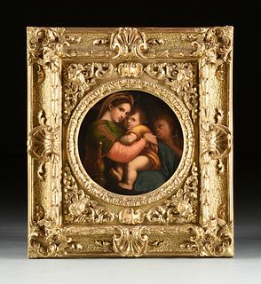 after RAPHAEL SANZIO (Italian 1483-1520) A PAINTING, "La Madonna della Seggiola," 19TH CENTURY,