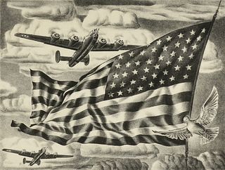 ALEXANDRE HOGUE (American/Texas 1898-1994) A PRINT, "Liberators," 1943,