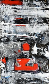 CHRISTOPHER H. MARTIN (American/Texas  20th/21st Century) A PAINTING, "Red, Black, and White
