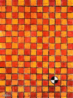 CHRISTOPHER H. MARTIN (American/Texas b. 1969) A PAINTING, "Orange and Red Checkerboard,"