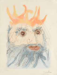 SALVADOR DALI (Spanish 1904-1989) A PRINT, "King Saul," FROM OUR HISTORICAL HERITAGE, CIRCA 1975,