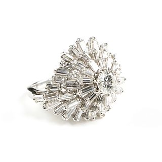 A LADY'S PLATINUM AND DIAMOND "BALLERINA" CLUSTER COCKTAIL RING, 1960s,