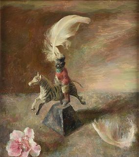 HENRIETTE WYETH (American 1907-1997) A PAINTING, "Still Life of a Ringmaster Riding Zebra Holding