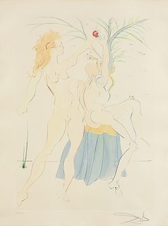 SALVADOR DALI (Spanish 1904-1989) A PRINT, "Adam and Eve," FROM OUR HISTORICAL HERITAGE, CIRCA 1975,
