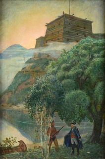 PETER HURD (American 1904-1984) A PAINTING, "Montcalm and the Traitor Magua," ATTRIBUTED TO THE LAST