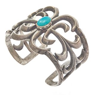 Navajo Turquoise, Sterling Silver Cuff Bracelet