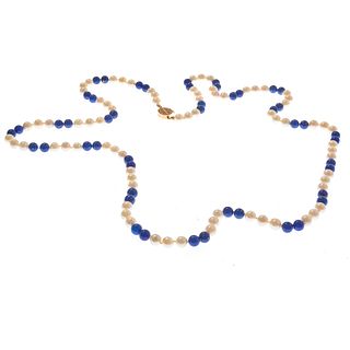 Cultured Pearl, Lapis Lazuli, 14k Necklace