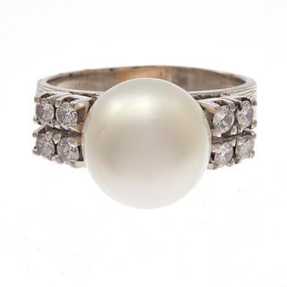 Cultured South Sea Pearl, Diamond, 18k Ring