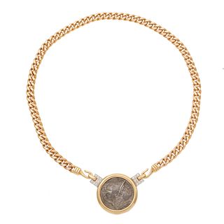 Greek Tetradrachm, Diamond, 14k Necklace