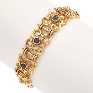 Diamond, Sapphire, 18k Yellow Gold Bracelet