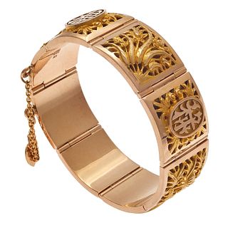 14k Rose and Yellow Gold Asian Motif Bracelet