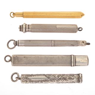Collection of Victorian 14k Toothpick with Sterling Silver Pencils