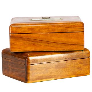 Mid-Century Mahogany Table/Cigar Boxes