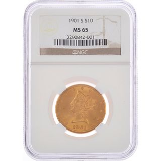 1901 S US $10 Liberty Head Gold Eagle Coin NGC Slabbed MS65