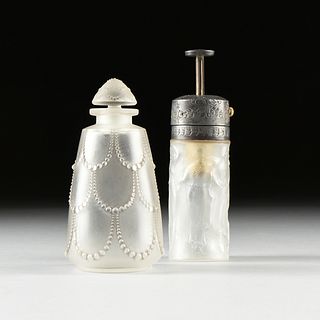 René Lalique (French 1860-1945) A PERFUME BOTTLE "Perles No.3,“ AND AN ATOMIZER
