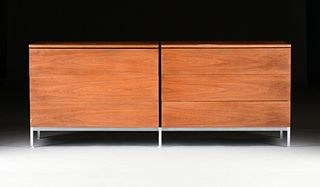 FLORENCE KNOLL (American 1917-2019) SIX DRAWER TEAK DOUBLE CHEST CREDENZA,