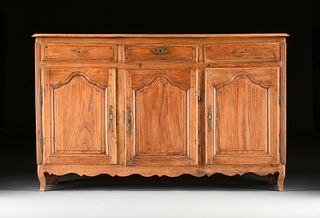 A FRENCH PROVINCIAL LOUIS XV STYLE CARVED CHERRY BUFFET, 18TH/19TH CENTURY,