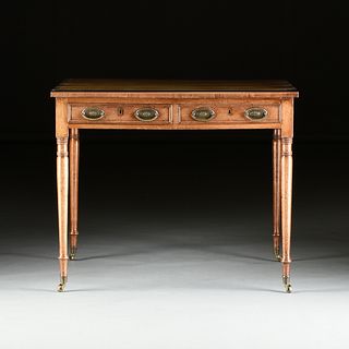 A GEORGE III LEATHER TOPPED MAHOGANY WRITING DESK, EARLY 19TH CENTURY,
