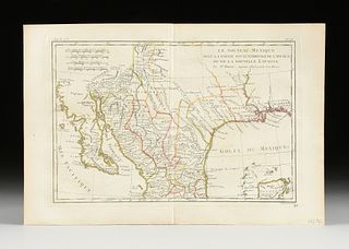 after RIGOBERT BONNE (1727-1794) AN ADAMS-ONÍS TREATY MAP, "Le Nouveau Mexique Avec la partie