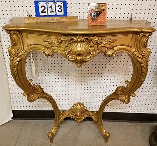GILTWOOD CONSOLE TABLE 35" H X 34" W X 14 1/2" D