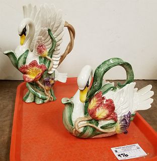 TRAY FITZ AND FLOYD SWAN PITCHER 12" AND TEA POT 6 1/2"