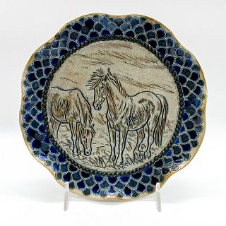 Doulton Lambeth Hannah Barlow Plate, Horses
