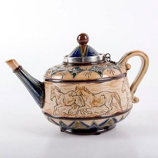 Doulton Lambeth Stoneware, Hannah Barlow Teapot, Horses