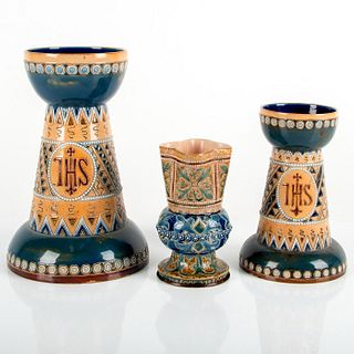 Group of Three Doulton Lambeth Church Altar Vases