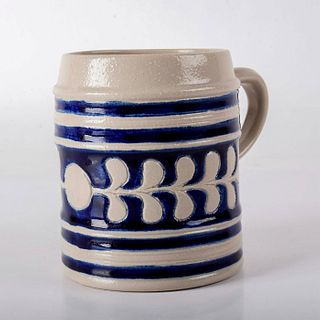 Vintage Williamsburg Pottery Mug, Leaf Pattern
