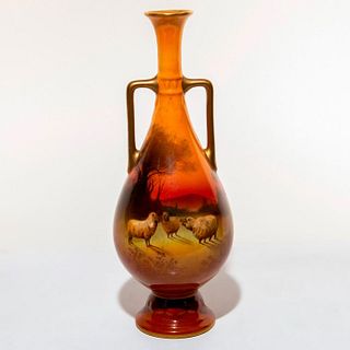 Royal Doulton Footed Vase, Sheep at Sunset