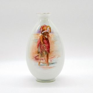 Rare Royal Doulton Vase, Woman on Beach with Oar