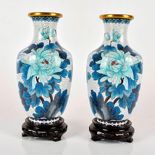 Pair of Chinese Cloisonne Enamel Flower Vases
