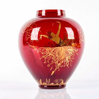 Franklin Mint Erte Ruby Glass Vase, Applause