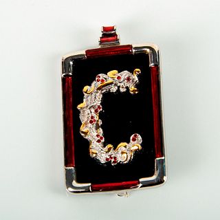 Erte Art Jewelry, C The Letter Onyx Pendant / Brooch