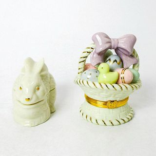 2pc Lenox Easter Basket and Bunny Trinket Boxes