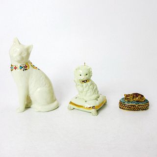 3pc Lenox Figurine, Ornament, and Monet Trinket Box, Cats