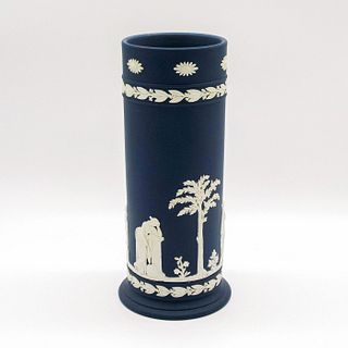 Wedgwood Jasperware Cobalt Blue Cylindrical Spill Vase