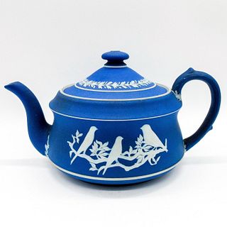 Wedgwood Portland Blue Jasperware, Bird Teapot