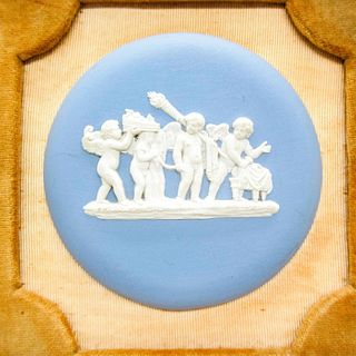Wedgwood Blue Jasperware Marriage of Cupid and Psyche Plaque