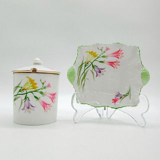 2pc Shelley England Jelly Jar and Sweet Meat Dish, Freesia