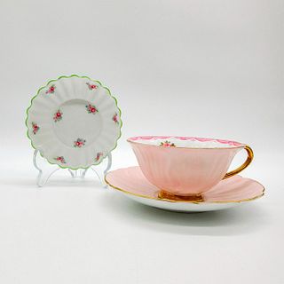 3pc Shelley England Nut Dish, Cup and Saucer, Rose Bud