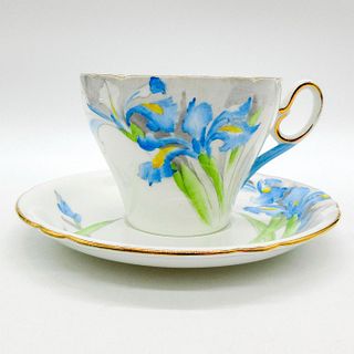 2pc Shelley England Cup and Saucer, Blue Iris